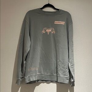 Men's Blue Grey Sweater with Ram Design